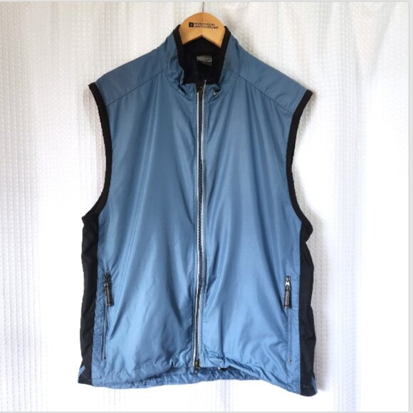 Nike Cycling Vest Mens Size Large Blue Reflective Zipper Vented Back Zip Pockets - Picture 1 of 13